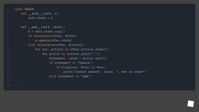 State and Actions formalism. How to implement +,-,= operators between different classes смотреть онлайн