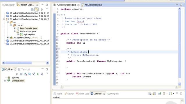 Advanced Java tutorial - The javadoc Utility смотреть онлайн
