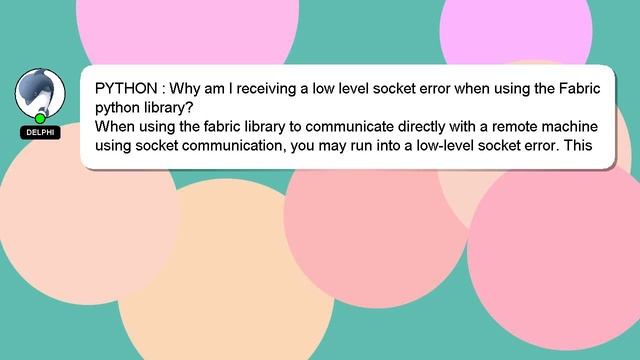 PYTHON : Why am I receiving a low level socket error when using the Fabric python library? смотреть онлайн