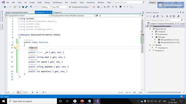 Design the Document Model or C# classes from mongoDB with the help of compass GUI schema tab смотреть онлайн