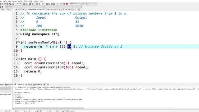 #C++ #Function #example: How to sum natural numbers? смотреть онлайн