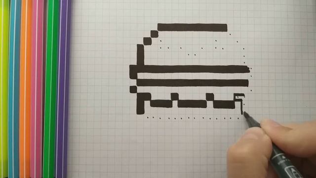 How to Draw a Cute Burger/Как нарисовать бургер по клеточкам смотреть онлайн