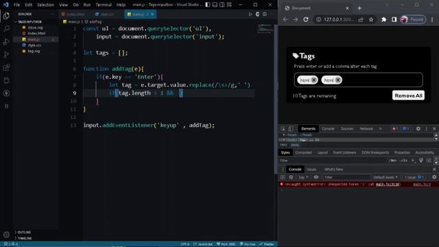 Create Tags Input Box using html, css and javascript смотреть онлайн