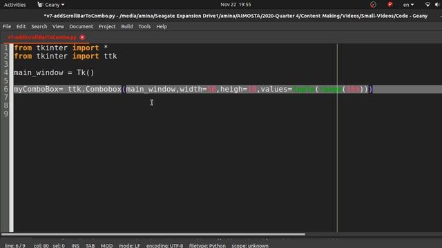 combobox in tkinter: how to add a scrollbar - python 3 смотреть онлайн