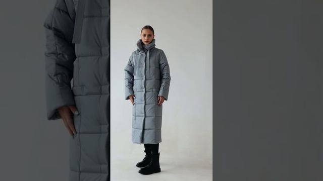 Серый длинный пуховик | LSD Clothing смотреть онлайн
