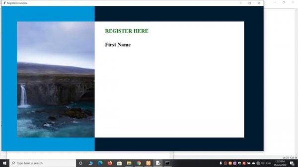 Registration window in python with using of tkinter module (Part-1) || PYTHON WORLD ||