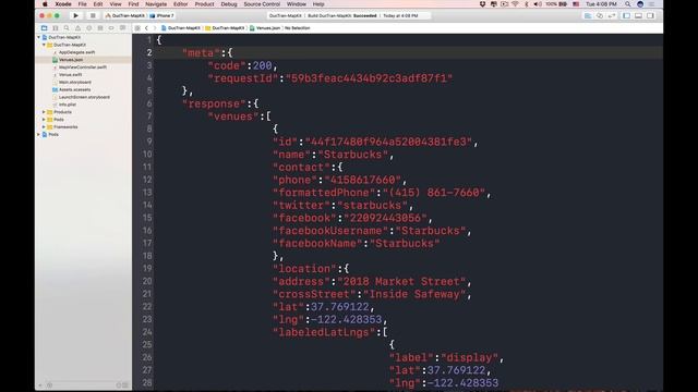 Introduction to MapKit, MKMapView, Core Location and Annotation | Parse JSON with SwiftyJSON смотреть онлайн