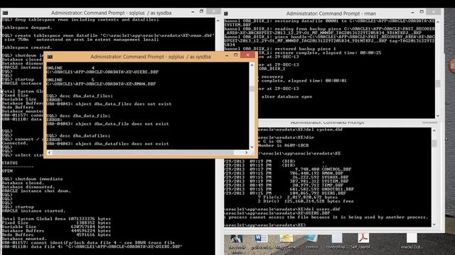 recovery manager scenario 4 restore recover datafiles with offline/online method смотреть онлайн