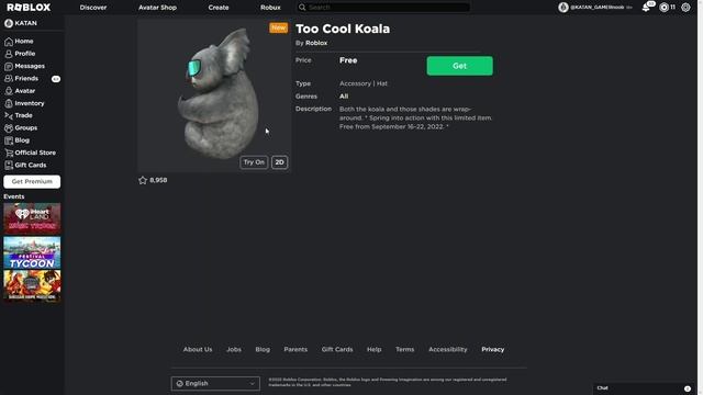 БЕСПЛАТНАЯ КОАЛА ШАПКА В РОБЛОКС ИВЕНТЕ 2022! ROBLOX EVENT! смотреть онлайн