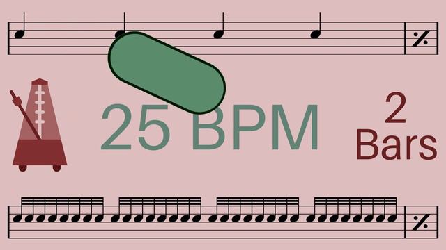Metronome Click Track - 2 Bars Quarter to 32nd Notes 25 bpm - Smartronome смотреть онлайн