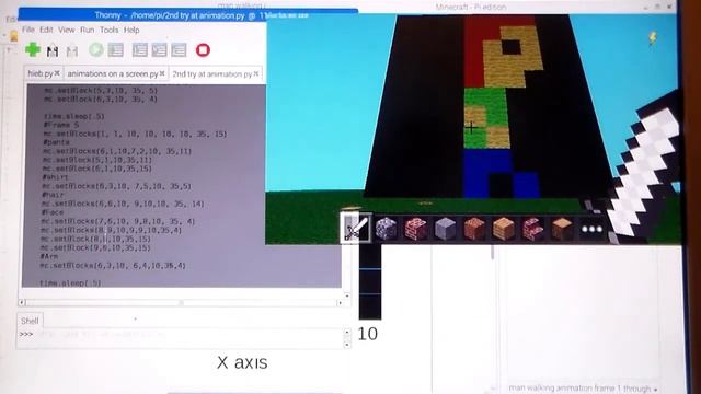 Minecraft Pi 2D Animations using while True смотреть онлайн