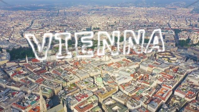 Inscription on video. Vienna, Austria. Flight over the historic city center of Vienna. Parks and pa смотреть онлайн