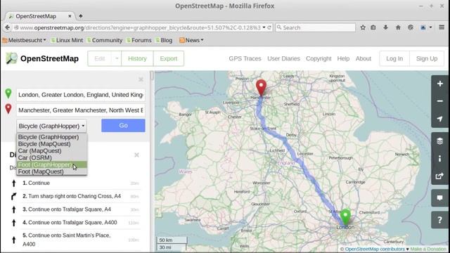 OpenStreetMap - Find directions between two points (Routing) - Demo смотреть онлайн
