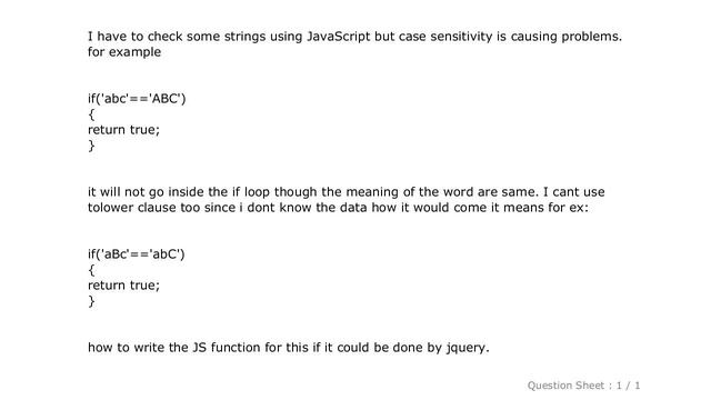 jQuery : javascript compare strings without being case sensitive смотреть онлайн