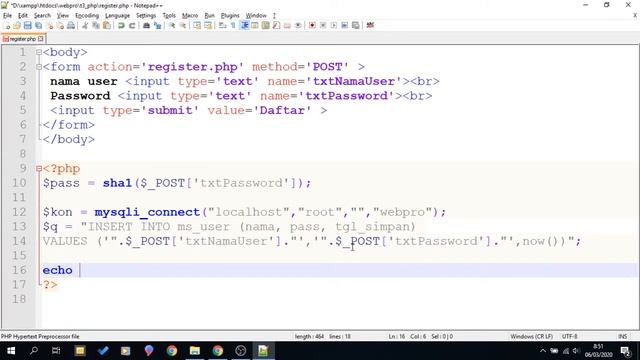 Membuat Register User beserta validasi dan enskripsi password dengan HTML, PHP dan MYSQL смотреть онлайн