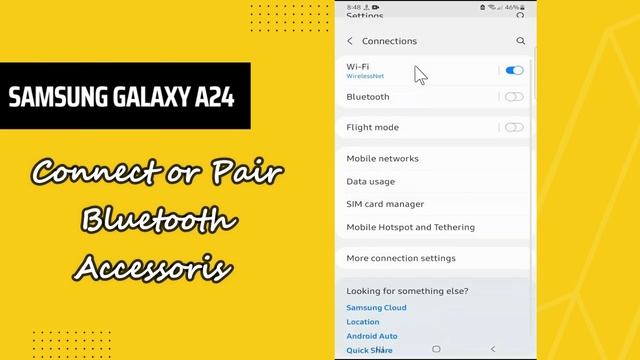 Samsung Galaxy A24 Connect or Pair Bluetooth Accessories || Bluetooth settings смотреть онлайн