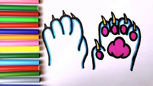 Лапы Котенка Рисование, Живопись и Раскраска для детей смотреть онлайн