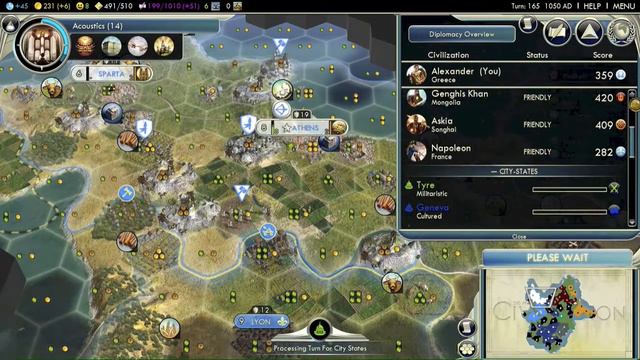 Civ 5 Let's Play as Greece, Episode 8: We're rolling in Gold and culture but not growth! смотреть онлайн