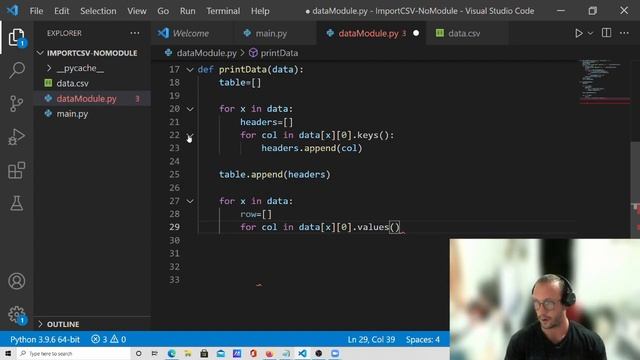 Python Tutorial - Importing CSV Printing Table (No modules) Part 2 смотреть онлайн