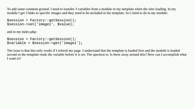 Session variable from a module is only accessible from the template after refresh смотреть онлайн