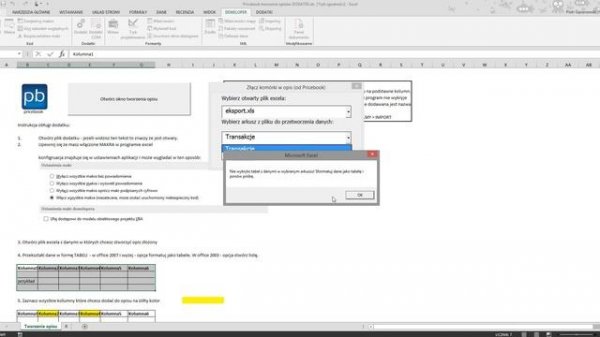 Dodatek Excel do tworzenia opisów