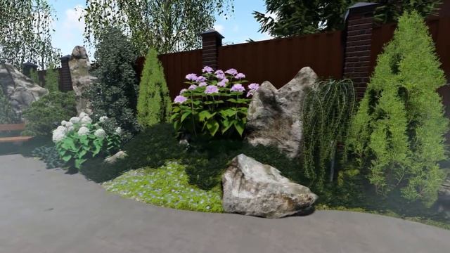 3D Визуализация внутреннего двора офисного центра (#UDIN) Ландшафтный дизайн смотреть онлайн