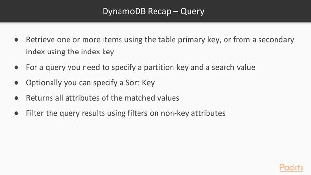 AWS Certified Developer-Associate-PrepCourse: DynamoDB Recap–Table Index Query & Scan | packtpub.co смотреть онлайн