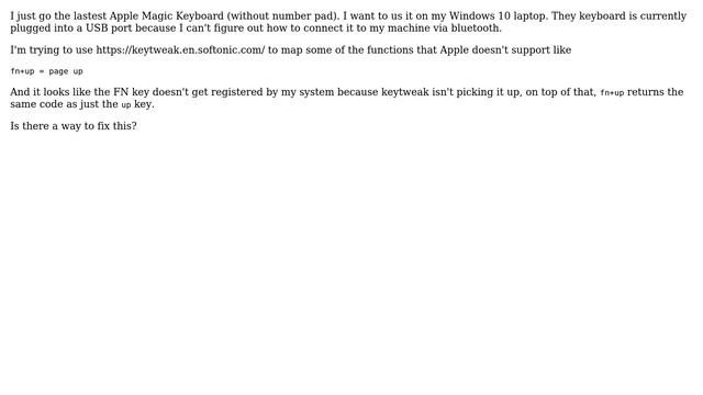 Apple Magic Keyboard On Windows FN Key