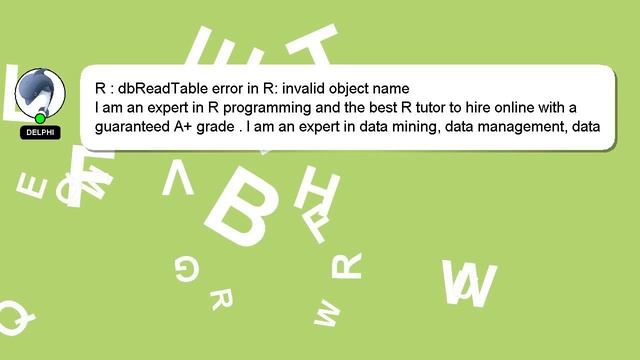 R : dbReadTable error in R: invalid object name смотреть онлайн