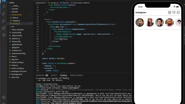Build responsive Instagram screen with react native & dummy apis смотреть онлайн