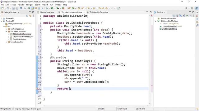 DoublyLinkedList in Java Insertion at head, at last, and at given loc смотреть онлайн