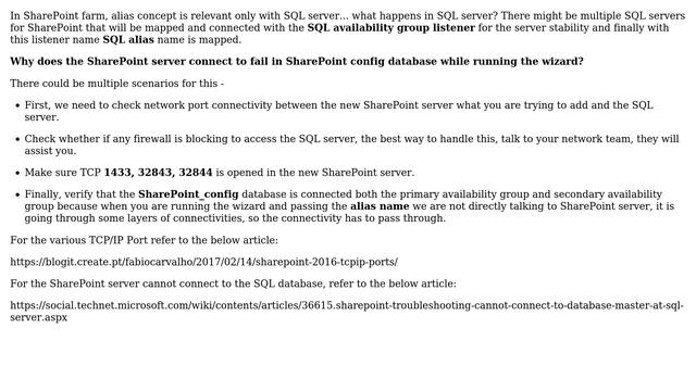 Sharepoint: Can i have different SQL alias's for newly added server in SharePoint farm? смотреть онлайн