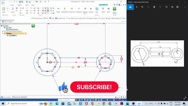 Start 2D Modeling with SolidEdge || Solid Edge Sketch Command || SolidEdge Course || Exercise-3 смотреть онлайн
