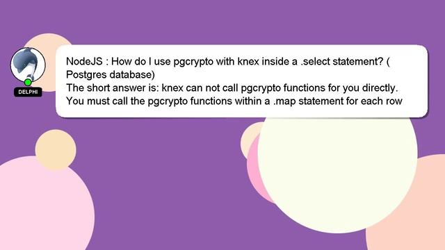 NodeJS : How do I use pgcrypto with knex inside a .select statement? (Postgres database) смотреть онлайн