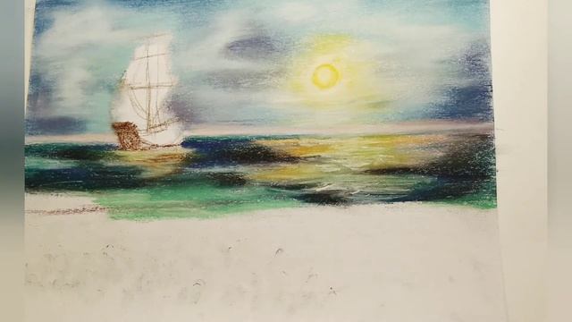 Морской пейзаж пастелью. Легко, просто, доступно.  Dry Pastel, Drawing Water