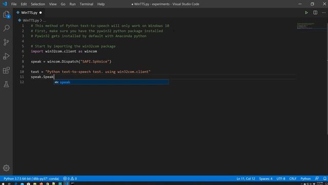 Python Text-to-Speech on Windows 10 using the Pywin32 library смотреть онлайн