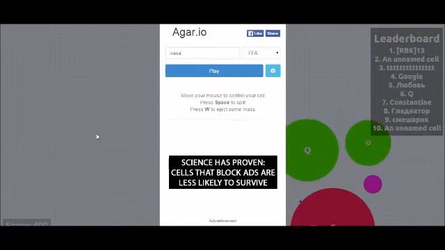 Прохождение игры Agario (Agar.io). Тупая Россия! смотреть онлайн