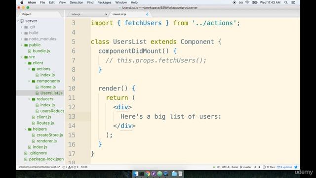 Users List Component Integrating Support for Server Server Side Rendering with React and Redux смотреть онлайн