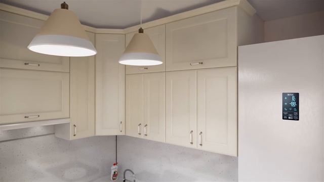 Кухня топленное молоко и фисташковый софт, столешница белая искра. смотреть онлайн