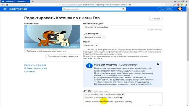 Как правильно писать теги на Dailymotion . смотреть онлайн