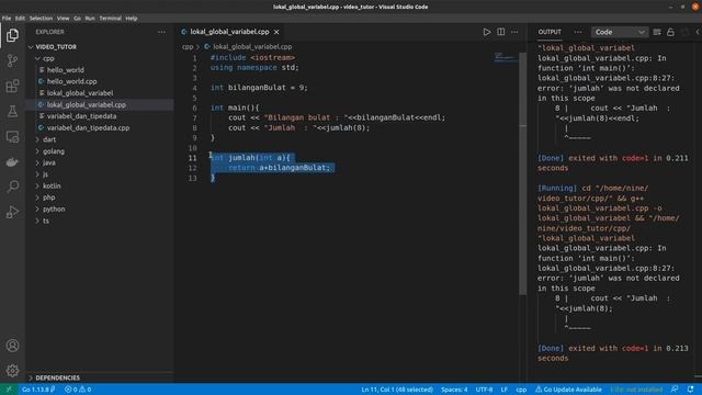 5 Menit Ngoding - Variabel Lokal dan Variabel Global di c++ - Boom Coding смотреть онлайн