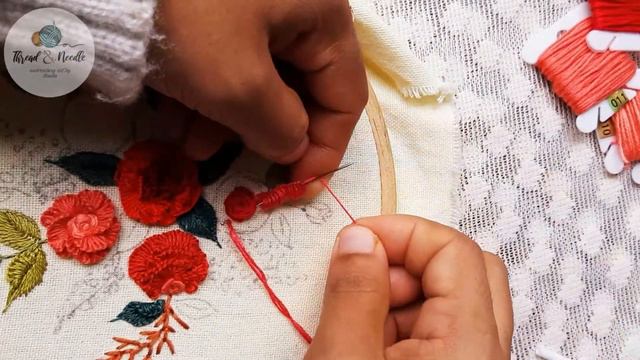 Brazilian embroidery tutorial for beginners |loose cast on stitch florals |art with thread & needle смотреть онлайн