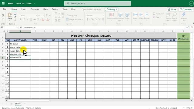 MS EXCEL: Sınıf başarı tablosu. смотреть онлайн