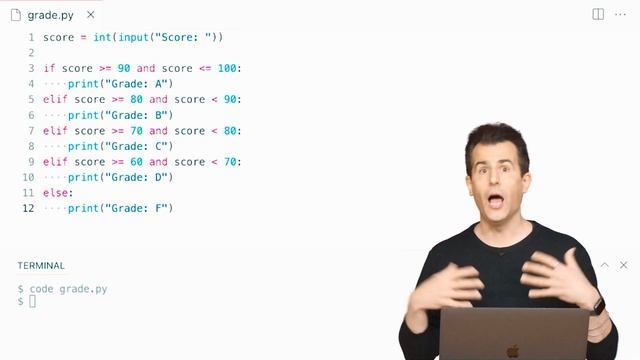 Условия. cs50p Основы программирования на Python. Лекция 1. смотреть онлайн