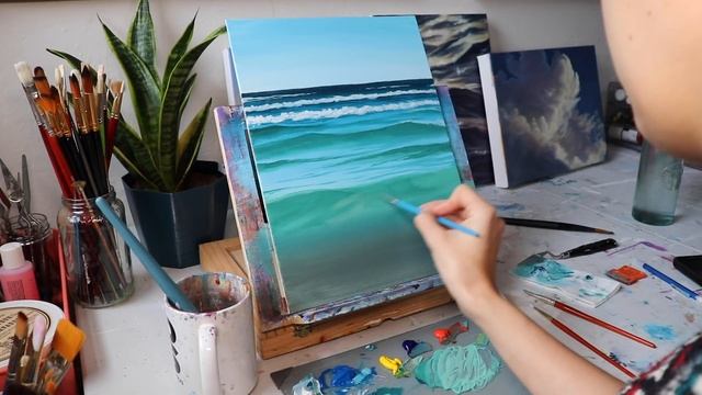 Acrylic Painting Tutorial - Crystal Ocean Water смотреть онлайн