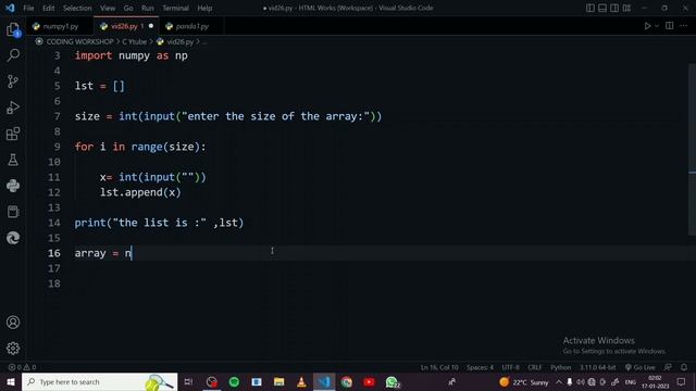 Python Program to Convert 1d Array into 2d | Input from users | Numpy смотреть онлайн