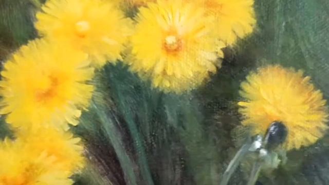 Lukian. Картина "Одуванчики" маслом на холсте 18х24 см. смотреть онлайн