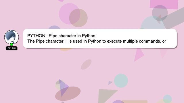 PYTHON : Pipe character in Python смотреть онлайн