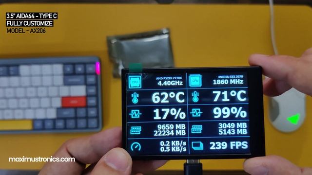 3.5 inch pc stats moniter 3p5rts ax206 fully customize Aida64 business you can display anything смотреть онлайн