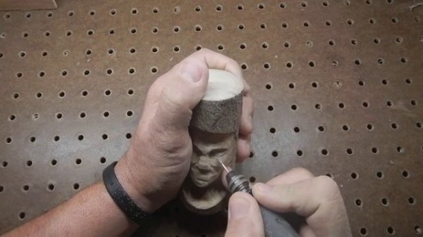 Face out of driftwood Foredom and Dremel Power Carving